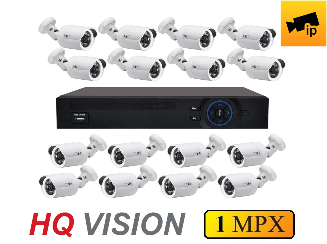 16 kamerový IP set 3.6mm 1Mpx HQ-VISION