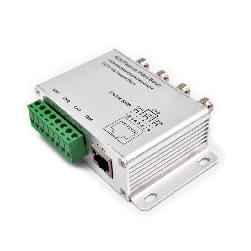 Pasívny prevodník 4 kanálový so svorkovnicou z RJ45 na 4xBNC